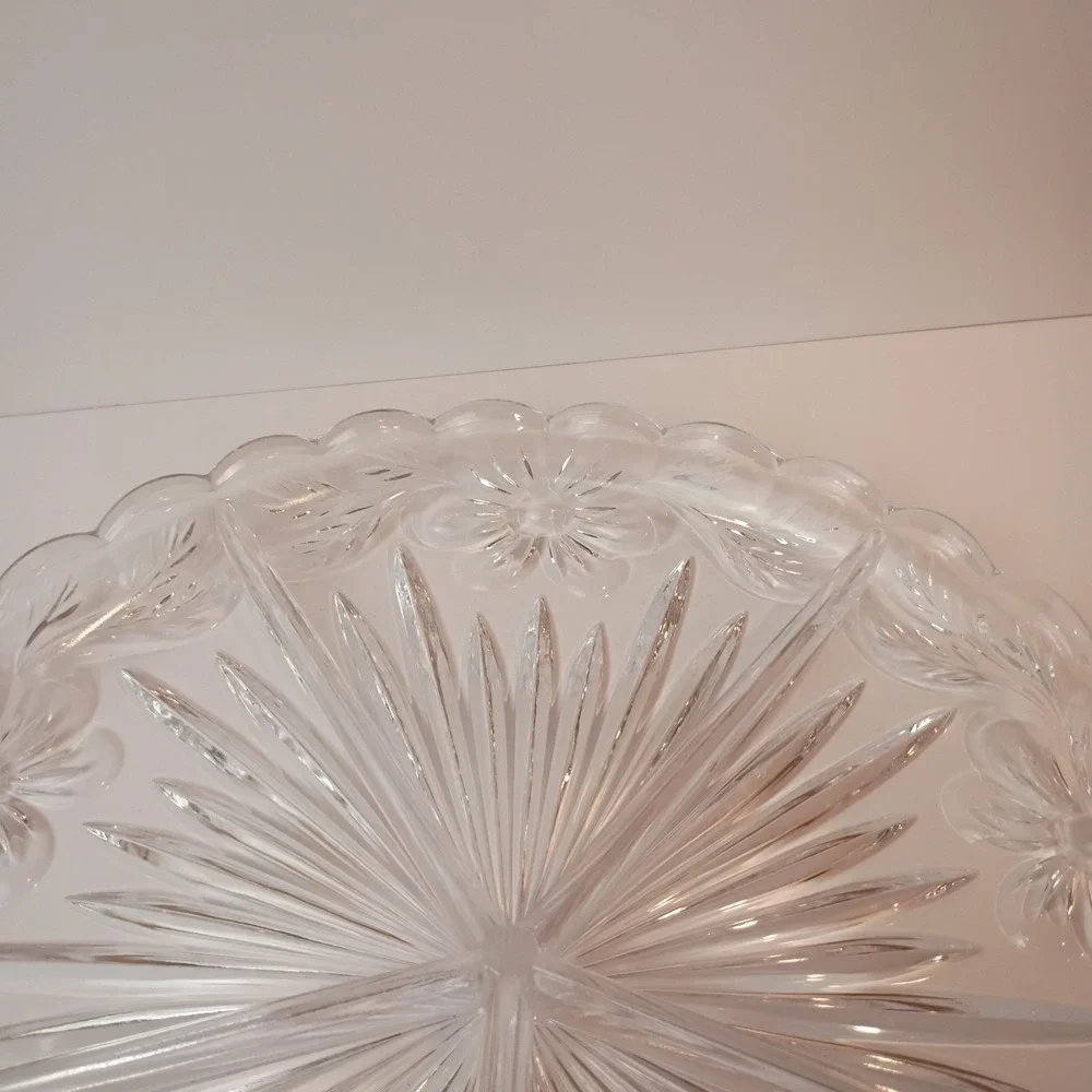Vintage German Crystal Relish Dish Divided Snack Tray Clear Large 12 3/8